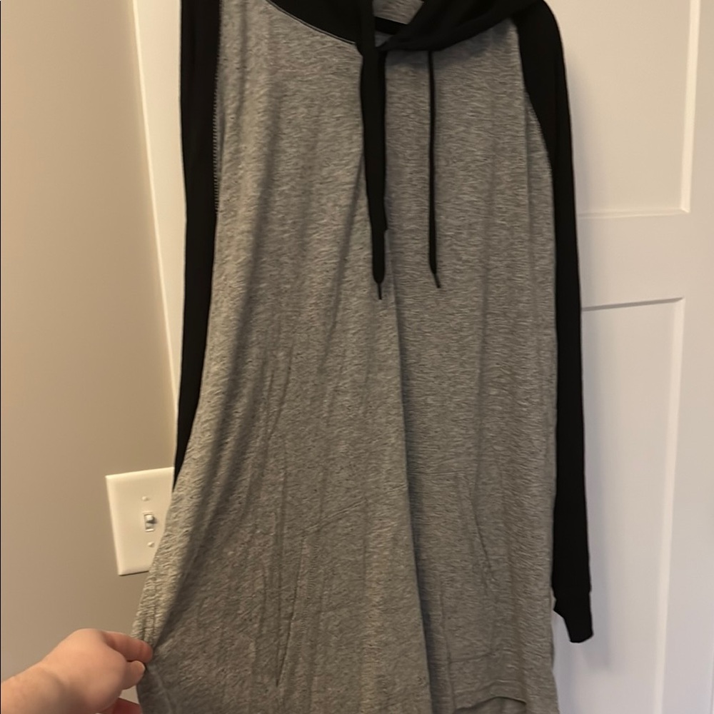 Gray and Black Hooded thin sweatshirt big and tall